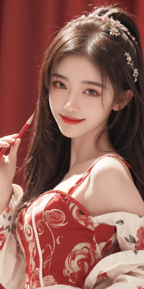  (Good structure),cowboy_shot, DSLR Quality,Depth of field ,looking_at_viewer,Dynamic pose, , kind smile,,
(masterpiece, best quality:1.2),(1girl:1.5),aged vintage paper,
a red pattern with white swirls ,Pencil Draw, jujingyi, 1girl, Pencil Draw