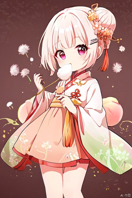  NEGATIVeXL-D, bad anatomy, bad hands, blur, jpeg artifacts, low quality, best quality hand drawn, cute Chinese five year old fairy, chubby, dressed in Hanfu, holding a white dandelion, Blowing Taraxacum, fair skin, happy, combed in a bun, hairpin, ribbon, front view Chinese national style, simple Chinese garden peach blossom background, octane rendering, mixer, octane rating, chibi, hand drawn anime style, beautiful, Angela Barrett, Russian manga style c4d, illusory, digital art natural light, the best quality, complex details, trend ultra detail, very high details, 8k, delicate, mimi, guoguo, loli