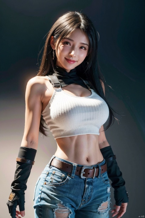  cowboy shot,(Good structure), DSLR Quality,Depth of field,kind smile,looking_at_viewer,Dynamic pose,, DSLR Quality,masterpiece,best quality,ultra high res,1girl,colorful theme,depth of field,humanoid organisms, 1girl, tifa