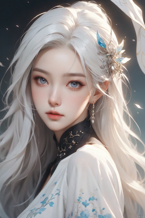  a close up of a woman with white hair and a white mask, beautiful character painting, guweiz, artwork in the style of guweiz, white haired deity, by Yang J, epic exquisite character art, stunning character art, by Fan Qi, by Wuzhun Shifan, guweiz on pixiv artstation,1 girl