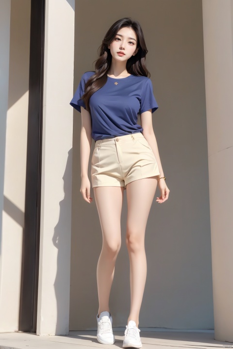  (Best Quality), (Masterpiece), (High), Illustrated, Original, Very Detailed,1 Girl,(from below),full body,Solo, Shorts, Big breast,long Hair, Whistle, Long Legs, Wrist Straps, Navel, Long Hair, Abdomen, Shorts,Shirt, Lips, White Shorts, Long Legs, Looking at the Audience,yebin, jy, miniJK, 1 girl, liuyifei,Outside