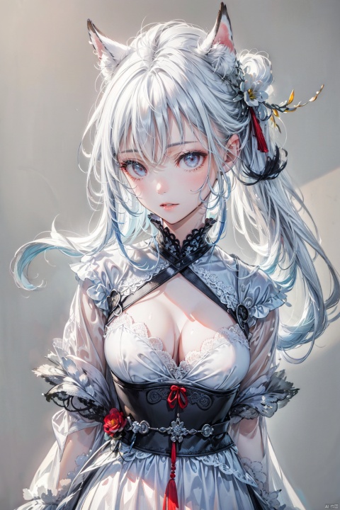  (masterpiece, best quality, best shadow,official art, correct body proportions, Ultra High Definition Picture,master composition),(bust:1.4), (light),
1boy, solo, breasts, looking at viewer, bangs, simple background, black hair, red eyes, gloves, long sleeves, hair between eyes, jewelry, upper body, white hair, multicolored hair, parted lips, teeth, black gloves, black eyes, two-tone hair, lips, streaked hair, coat, symbol-shaped pupils, ring, white coat, red pupils, x-shaped pupils, (hands behind back: 1.6),
, Nine tails, realistic