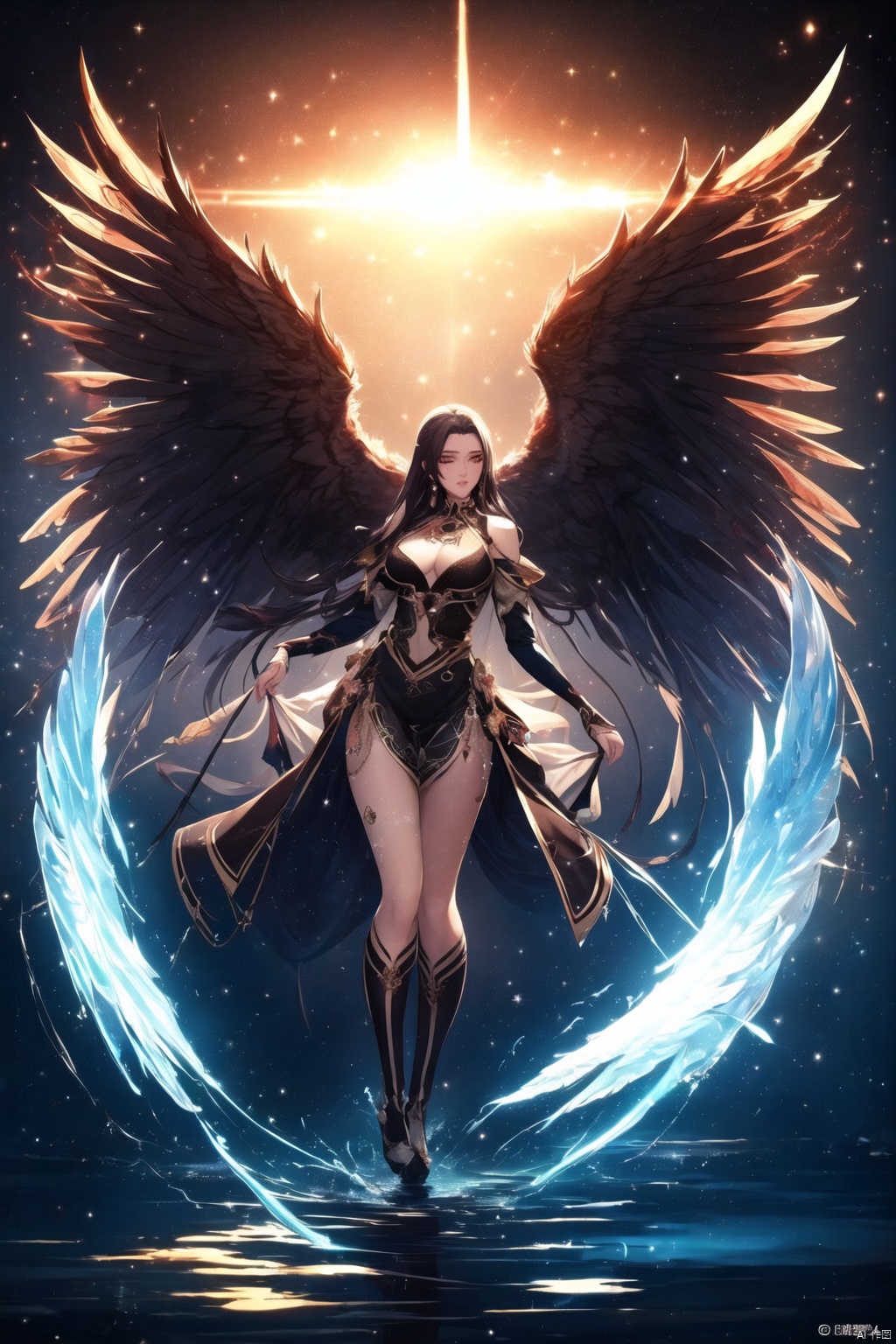  Angel Wings,Morgana ,(masterpiece, best quality:1.4),realistic anime style,(long exposure,shining light),dynamic streaks,luminous trails,vibrant colors,fluid movement,captivating patterns,creative experimentation,(1girl),(highest detailed),(masterpiece,best quality),Illustrative style,1girl,(masterpiece, top quality, best quality, official art, beautiful and aesthetic:1.2), huliya, qingyi, Mecha, jijianchahua, (/qingning/), jiqing