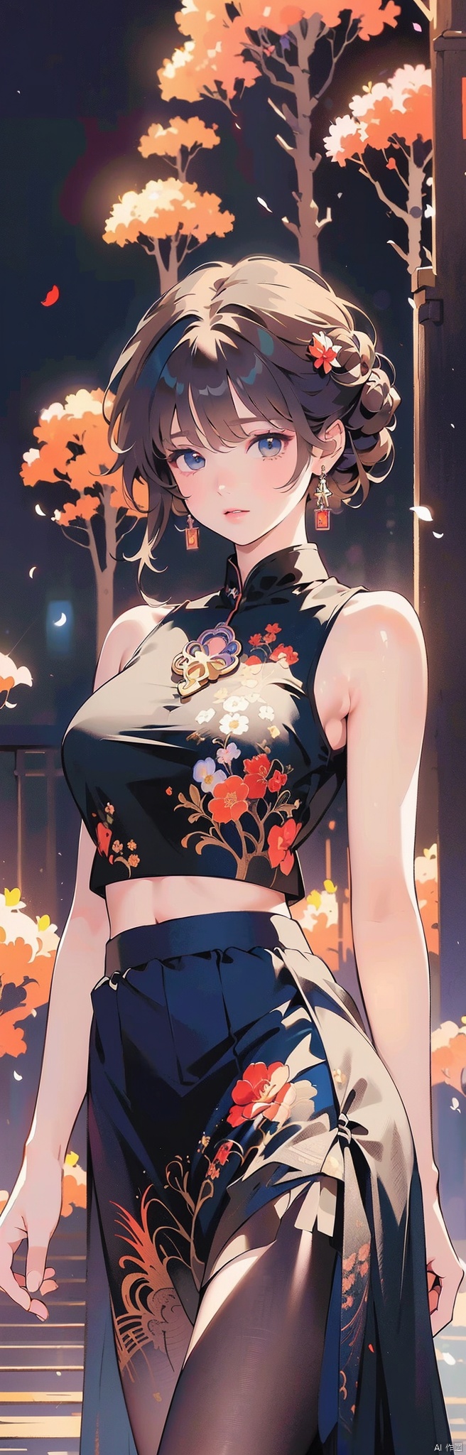  anime,(masterpiece, top quality, best quality, official art, beautiful and aesthetic:1.2),(1girl),upper body,extreme detailed,(fractal art:1.3),colorful,flowers,highest detailed,1 girl,glowing,skirt,shirt, Thighs, ((poakl)), TT