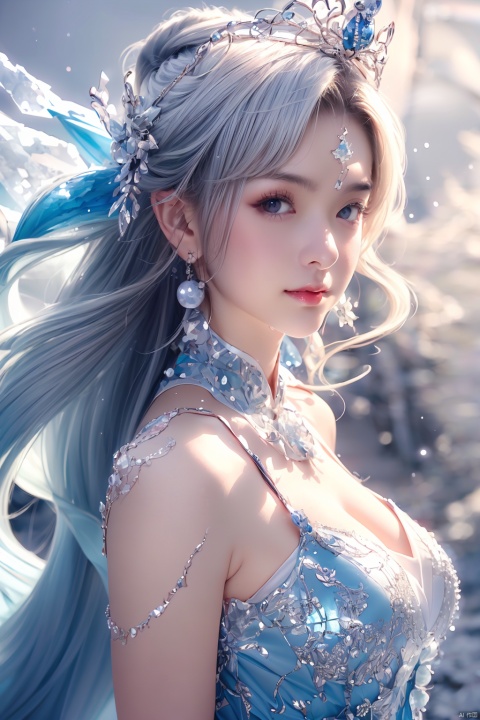 nsfw,naked,Ancient China, 16K, (detailed light), (an extremely delicate and beautiful), volume light, best shadow, cinematic lighting, flash, Depth of field, dynamic angle, Oily skin, ((ice-sculpture-loli)+(detailed eyes)+(detailed messy white ice-hair)+(Extremely delicate and beautiful ice-sculpture-loli)+(Ice-crystals-skin:1.4)+(detailed ice-Texture:1.4))+(Reflective snowflake-skin:1.3)+(blue bustier:1.35)+(Snowflakes on the skin:1.3)+(ice crystals on the skin:1.3)+(ice-snowflake-crown on head:1.25)+(snowflake)+(Cute anime face)+(bell collar:1.3)+(big breasts:1.2)+(Extremely delicate and beautiful)+(Flowing-ice:1.3), (complexity), ((detailed blue-fire-magic-circle background:1.3)+(Snowflake-concentric-circles:1.3)), 1girl, shuijingxie, The flowing light is overflowing with color, fazhen, crystal_dress, crystal, wings, glowing, cute girl, Nebula, eyesseye, Wumag,Nebula