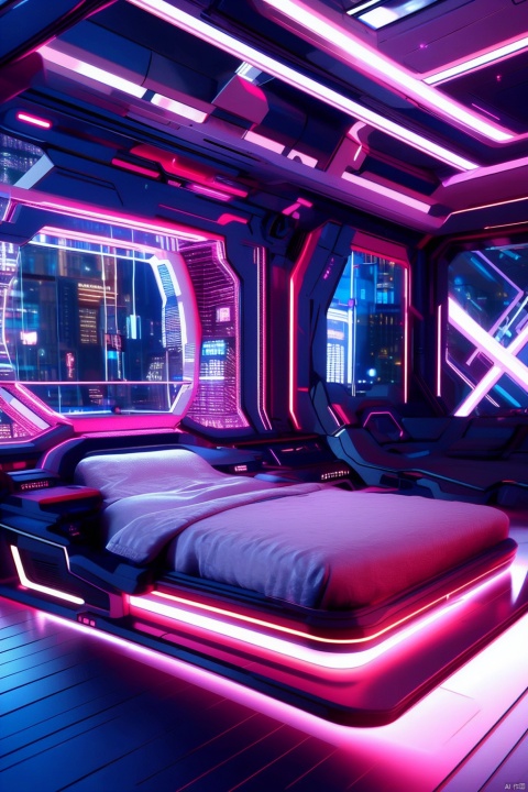  best quality,Future style, cyberpunk, bedroom