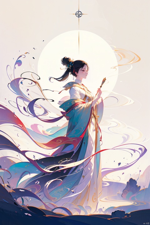  1 girl, sorceress apprentice, casting a powerful spell, wand in hand, glowing runes encircling her, cape fluttering in the magical breeze, standing in a mystic circle, surrounded by swirling potions and bubbling cauldrons, ancient tomes open nearby, eyes focused and determined, hint of mischief in her smile, purple aura shimmering around her, magical energy crackling in the air, mysterious symbols carved into the stone floor, dimly lit chamber with candles flickering, creating a dramatic and enchanting atmosphere.
