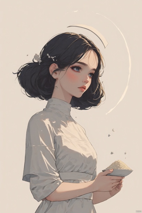  Ultra high definition, artistic sense, minimalist poster, stack of rice paper, girl, ancient white space, flat, sw, jijianchahua, yue , hair ornament , guoflinke, waterM, Tmall, tuyanvhai, ananmo, mLD, eluosi