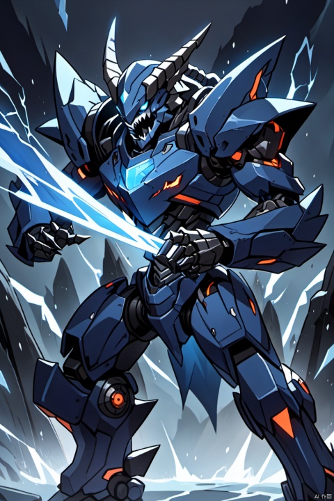  Its skin is blue-black, and its muscles seem to move with thunderous force. Its fangs are sharp and sharp, flashing with cold light, making people shudder. When it emits a deafening roar, the whole world seems to be shaking., robot, loong, zkeleton