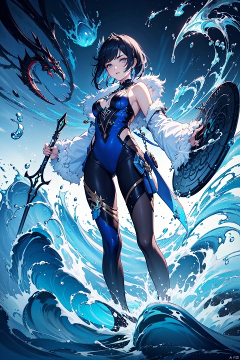  1girl, Yelan ,genshin impact, 
Poseidon, lord of the seas, glowing white eyes, wearing blue garments, trident in hand, commanding the waves of the seas, full body portrait dim volumetric lighting, 8k octane beautifully detailed render, post-processing, portrait, extremely hyper-detailed, intricate, epic composition, cinematic lighting, masterpiece, very very detailed, masterpiece, stunning Detailed matte painting, deep color, fantastical, intricate detail, splash screen, complementary colors, fantasy concept art, 8k resolution trending on Artstation Unreal Engine 5