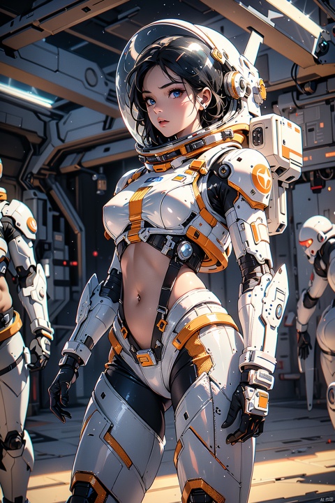 1girl Wearing bikini mecha spacesuit,barebelly spacesuit,revealing a sexy lower abdomen, with full body metal armor, bare belly, belly open, Completely exposed abdomen,midriff,stomach,beautiful girl, super high resolution (photorealistic: 1.4), cosmetics, ground stay, realism, cinematic lighting, ray tracing, anatomically correct, textured skin, High Detail, Award Winning, Best Quality, 8K, Super Detailed, Stunningly Beautiful,, Dynamic Poses, Refined Faces, Vibrant Eyes, High Detailed Skin, Realistic Skin Details, Visible Pores, Sharp Focus, Volumetric Fog , 8k Ultra HD, DSLR, High Quality, Real Skin, Photo Realism, Photography,Ancient makeup,firmament,好（space_helmet）