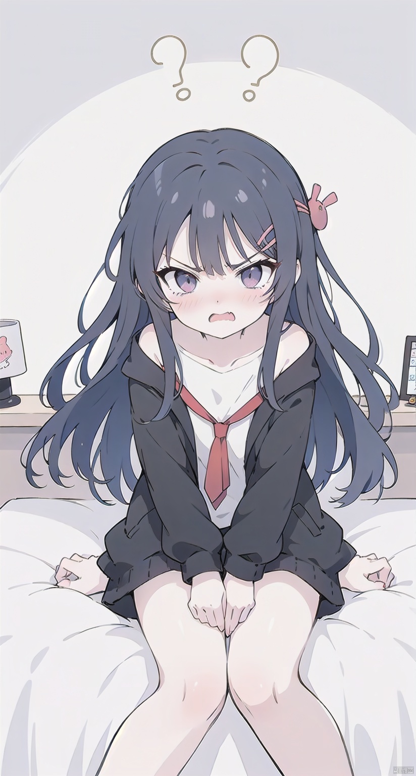 more girl,sakurajima mail,Emoji packs, various actions and expressions, stickers,more (angry:1.5),(blush:1.4),Sitting on bed