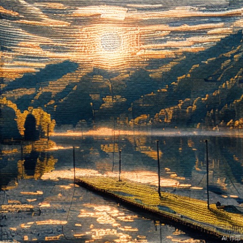  Maoxian,misty lake scene with sunlight breaking through clouds, (ethereal mist hovering above water), (sunbeams piercing through cloudy sky), (glistening light spots on the lake), (calm water surface), (veil of fog partially obscuring view), (tranquil and serene atmosphere), (soft golden hour hues), (reflective ripples), (shadows cast by distant mountains), (peaceful natural setting), (ambient sounds of nature).