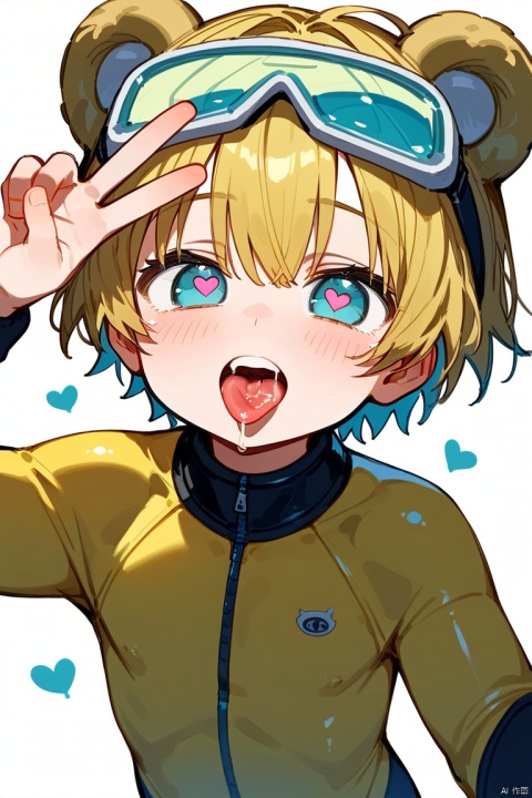  score_9,score_8_up,score_7_up,score_6_up,score_5_up,source_anime,8k,
(solo),male focus,yellow (bear ears: 1.2), shota,blue pupils,yellow (short_hair: 1.5),
yellow bodysuit,v,ski goggles,
heart-shaped pupils,fucked silly,tongue out,
sketch-style, unfinished