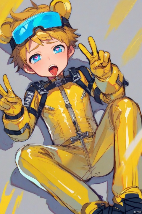 score_9,score_8_up,score_7_up,score_6_up,score_5_up,source_anime,8k,
(solo),male focus,yellow (bear ears: 1.2), shota,blue pupils,yellow (short_hair: 1.5),
yellow latex bodysuit,v,ski goggles,
heart-shaped pupils,fucked silly,tongue out,
sketch-style, unfinished, missionary