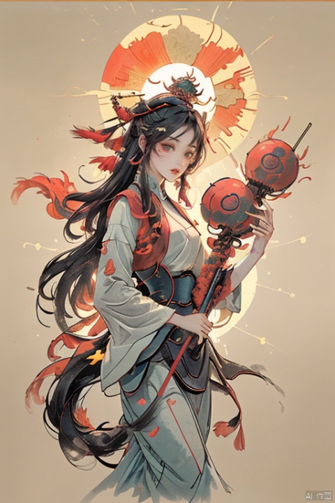  Hou Yi shoots the sun, the color is retro