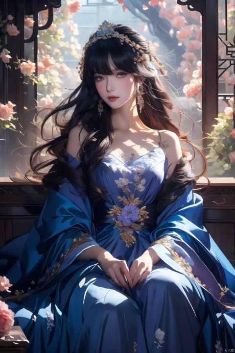  a woman in a purple dress with a flower crown on her head, guweiz, ((a beautiful fantasy empress)), artwork in the style of guweiz, beautiful anime portrait, palace , a girl in hanfu, digital anime illustration, beautiful anime style, a beautiful fantasy empress, anime illustration, anime fantasy illustration, beautiful character painting, trending on artstration, Add details, ((poakl)), 1girl,tpqy