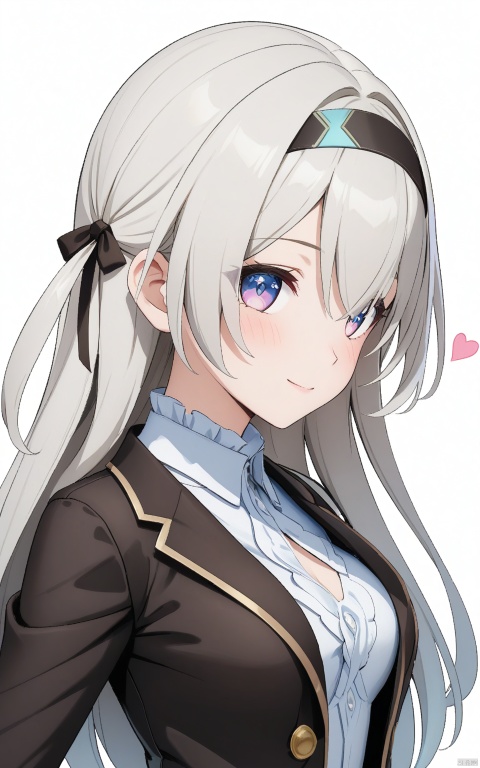  (masterpiece,top quality,best quality,official art,beautiful and aesthetic:1.2),gf-hd,1girl,loli,solo,long hair,lovely smilie,(wink),(Blazer,White Shirt,Blouse:2),(sheer clothing),cozy,(lace details),(v),robinSR,love heart
