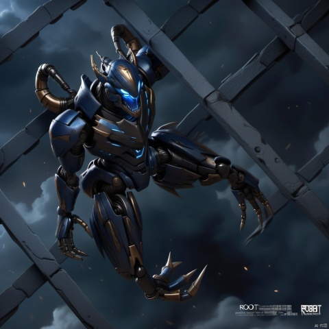 Its skin is blue-black, and its muscles seem to move with thunderous force. Its fangs are sharp and sharp, flashing with cold light, making people shudder. When it emits a deafening roar, the whole world seems to be shaking., robot