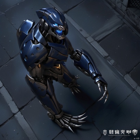 Its skin is blue-black, and its muscles seem to move with thunderous force. Its fangs are sharp and sharp, flashing with cold light, making people shudder. When it emits a deafening roar, the whole world seems to be shaking., robot