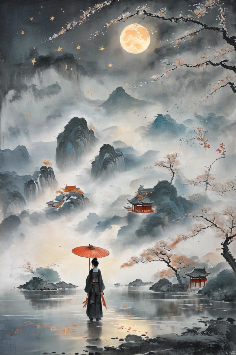  realistic,Best quality, 8k, cg,high definition,black_background,light,starry_background, naturalistic rendering, traditional chinese ink painting,figure, mw_sanshitu,three view,full body, keai, fangao, guzhuang