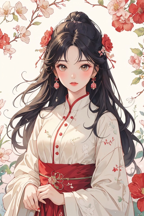  (masterpiece, best quality:1.2),(1girl:1.5),aged vintage paper,
a red pattern with white swirls ,Pencil Draw, jujingyi, 1girl, Pencil Draw, flower, (\meng ze\),bubble