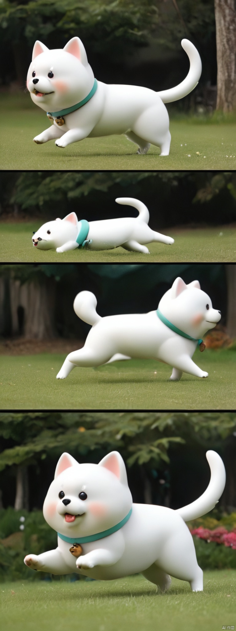 The dog has a fluffy body, black and white hair, round eyes, and a flexible small tail. It is very lively, always running around, full of curiosity.