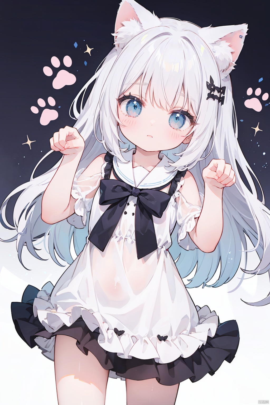  cat ears, nya,paw pose, loli