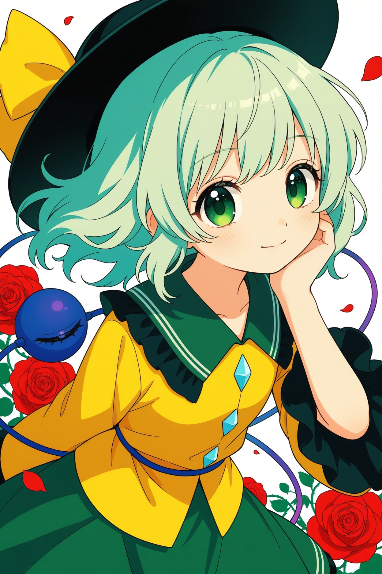 Komeiji koishi,  floral background,  rose by 桃源莉可 on Tensor.Art