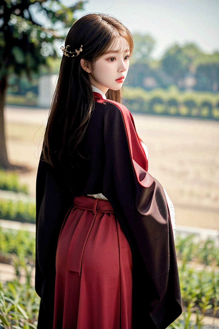 A beautiful Chinese woman, dressed in a flowing red Warring States period robe, solid colored Hanfu, brick red Hanfu, cotton and linen material, wide sleeves, belt and cuffs embroidered with some patterns, turned around and looked back, the hem of the skirt fluttered, simple ancient Chinese traditional hairstyle, clean background, blurred background, natural lighting, cinematic texture, soft lighting, captured by Canon cameras,8K --ar 3:4,<lora:660447313082219790:1.0>
