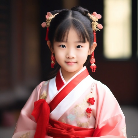 一个穿着汉服的中国女孩
