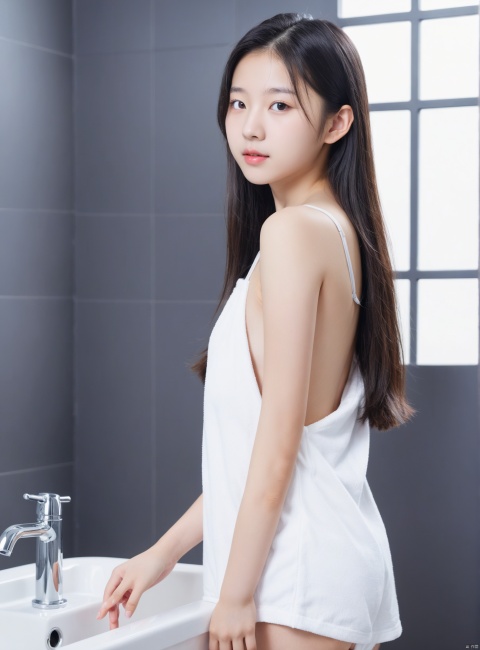 1 beautiful Chinese girl(15 years old),nude,in the bathroom