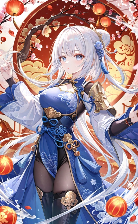 A beautiful woman, armor, white hair, Chinese elements,32K ultra high definition,best quality, masterpiece,Fonina