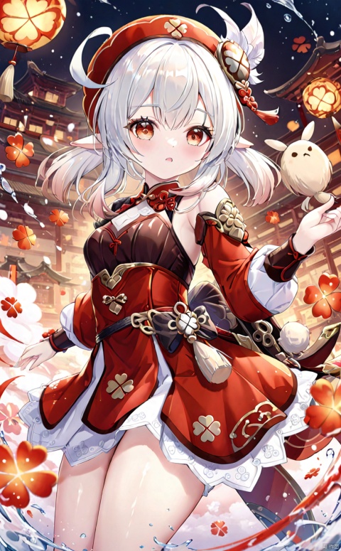 A beautiful woman, armor, white hair, Chinese elements,32K ultra high definition,best quality, masterpiece,klee (genshin impact)