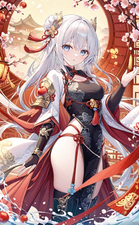 A beautiful woman, armor, white hair, Chinese elements,32K ultra high definition,best quality, masterpiece,