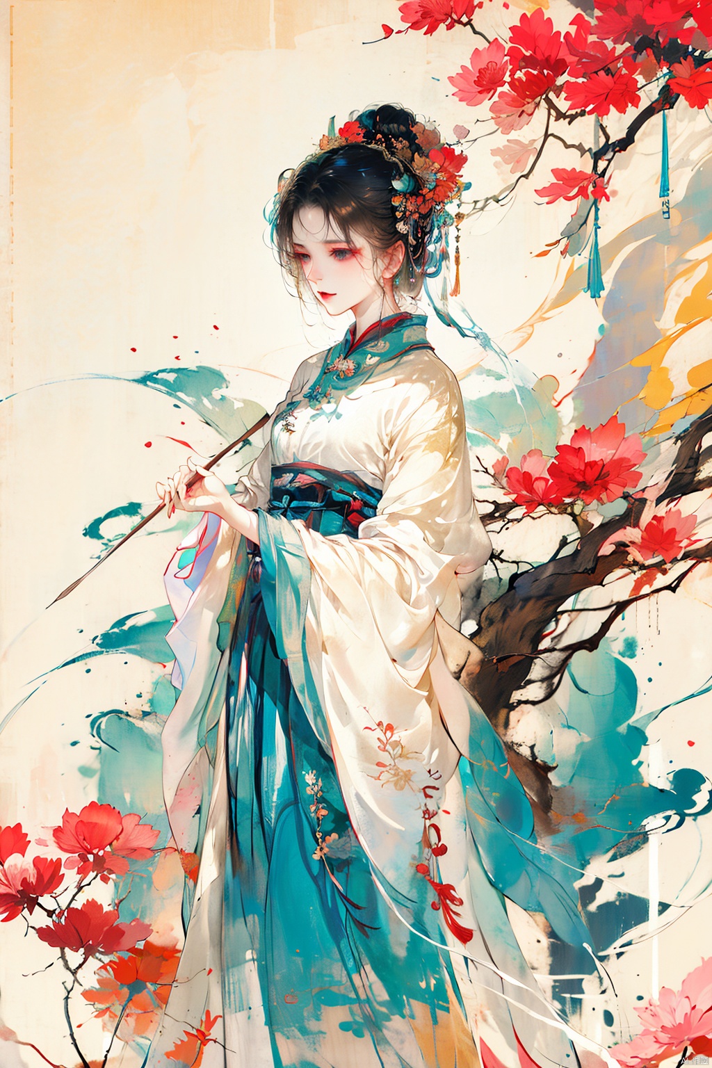 an Chinese ink painting, ancient Chinese architecture, 1 ancient Chinese girl, standing beside a Hibiscus tree, wind ::1
Chinese ancient artist Qiu Ying style, blank - leaving, freehand brushwork, pink and whtie color,falt illustration by an Chinese ink painting, Chinese flower gods,fresh color background, Hibiscus Flower, wearing Hibiscus flowers hair accessories, beautiful details rich light, bjd's figures, complex details, beautiful female bodies, smart big eyes, flowing skirt, harmonious and unified tone, octane rendering, perfect art, super sharp details, wind :: 1
Chinese ancient artist Qiu Ying style, exaggerated visual expression, soft shadow, clean and sharp focus, film photography, center composition, poster design, Flim
photography, Panoramic View,32K, --ar 3:4 --niji 5