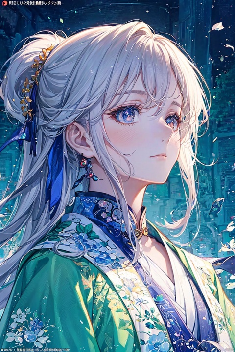  A woman in Chinese Miao ethnic costume, with delicate features, a cold expression, a beautiful anime portrait, a palace, digital anime illustration, beautiful anime style, a beautiful fantasy wizard, anime illustration, anime fantasy illustration, beautiful character painting, art trends, (personality), (/qingning/)