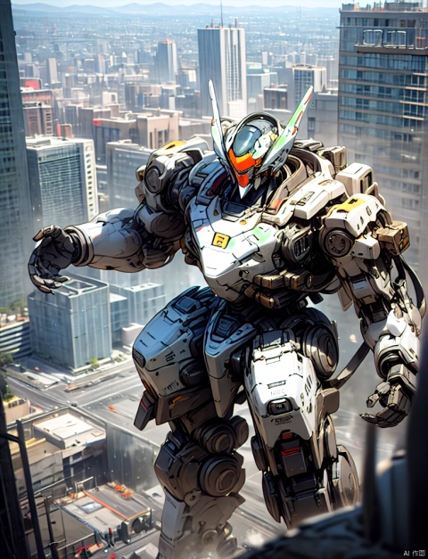 3D_style, outdoor, bright colors, city, square,good shine, OC rendering, highly detailed, volumetric,1strong robot,powerful hero, robot hero, mecha