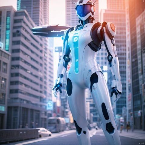 3D_style, outdoor, bright colors, city, good shine, OC rendering, highly detailed, volumetric,1robot hero,1strong robot,1powerful hero,BL,
