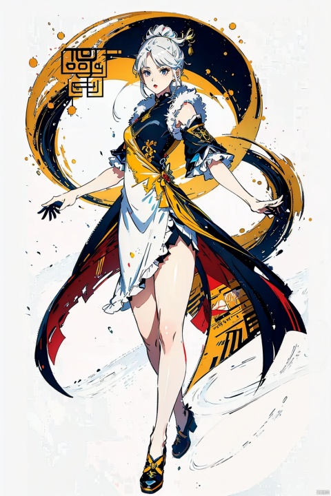  (masterpiece, best quality,top quality),[(white background:1.2)::5],(wide shot:0.95),Dynamic angle,(full body),gicvp,1girl,solo,red eyes,parted bangs,ningguang,hair ornament,red eyes,elbow gloves,white hair,looking at viewer,chinese clothes,smile,china dress,black gloves,very long hair,hairpin,white dress,detached sleeves,bare shoulders,sidelocks,parted bangs,claw ring,frills,fur collar,thighs,standing,particle effects,gicard,(Chinese palace in background:1.2),night sky,Chinese Ancient Architecture,depth_of_field,particle effects,