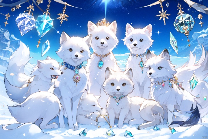 Crystal, white fox, Arctic fox, crystal pendant, magic, nobility