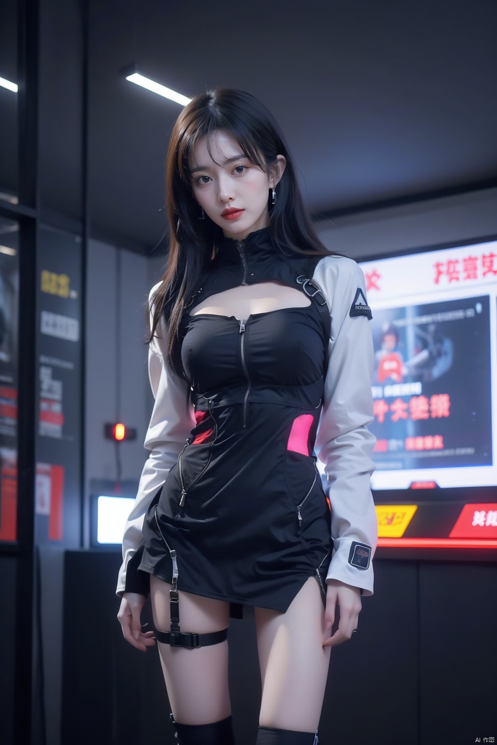  The TVGirl,mecha technology suit,standing,big chest,37-point lens,weird style,cyberpunk style, XXE,1girl, ((poakl)), wangyushan