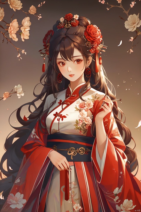  (masterpiece, best quality:1.2),(1girl:1.5),aged vintage paper,
a red pattern with white swirls ,Pencil Draw, jujingyi, 1girl, long hair, brown hair, hair ornament, long sleeves, very long hair, upper body, flower, wide sleeves, sash, petals, chinese clothes, Pencil Draw, flower, (\meng ze\),bubble, hydress
