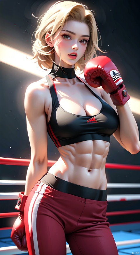  1girl,Boxer, boxing gloves, muscles,
, android 18, 1 girl