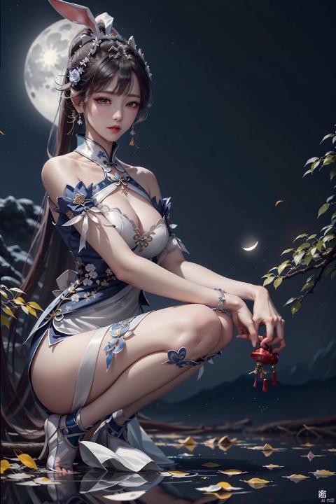  （Xiaowu has a pair of white rabbit ears.） Xiao Wu,A pair of lovely white rabbits. In an ancient city., china dressPrompt: Xiao Wu, In an ancient city.,Close ,（Xiao WuRabbit ear 1.3）,shot,8k,1girl,dress,thighhighs,bare shoulders,lo style chinesedress,bouquet,rose,jewelry,earrings,holdingflower,gloves,elbowgloves,vase,underwear,panties,cleavage,,garterstraps,Scorpion braid, high ponytail, long hair, bridal updo. White and moving, smart eyes, beautiful and delicate. She is petite, well-proportioned, tall and quaint.The ancient city is surrounded by mountains and rivers,The weeping willows on the shore,The moonlight is as quiet as water. The autumn wind sweeps away the yellow leaves.Vision 1.3,Cute Rabbit Ears,Graceful Curve,Negative prompt: EasyNegative,Steps: 20,Sampler: Euler a,CFG scale: 7,Seed: 0,Size: 512x768,VAE: Automatic,Denoising strength: 0.5,Clip skip: 2,Model: jimengv2,LoRA: 4bc654f7-d2b9-4438-b02c-b523472a38a1.by_tusi,317aae22-a282-43d1-b1ff-20c9c3305aa3.by_tusi,Hires resize: 1024x1536,Hires steps: 20,Hires upscaler: R-ESRGAN 4x+,(Two rabbit ears), china dress, chinese dress, xiaowu