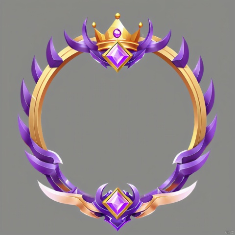 Game type, Chinese round frame, crown, mist, ribbons, purple diamonds, antlers. (worst quality: 1.5)
