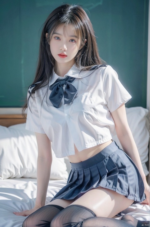  masterpiece,bestquality,realistic,8k,officialart,ultrahighres,school uniforms, blackpantyhose, jujingyi, wangyushan, policewoman,print legwear,argyle legwear, miniJK ,see through top