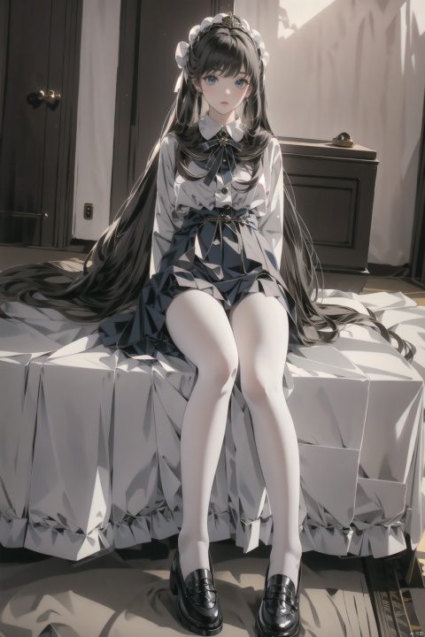 maiden, white silk stockings,long hair，