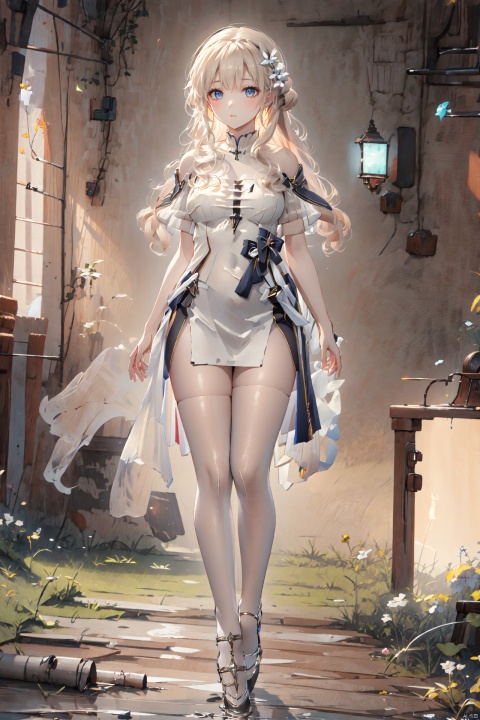  maiden,White silk stockings,long hair