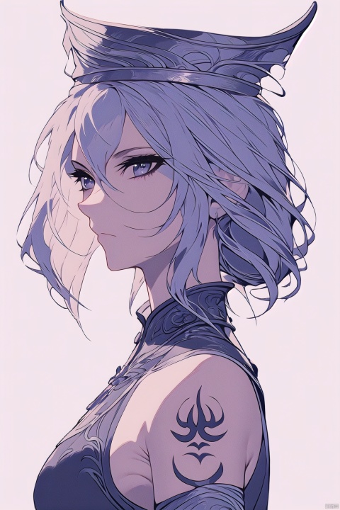  CG,Masterpieces, of the best quality,CG
masterpiece,best quality,
1girl, solo, breasts, bangs, blue eyes, shirt, dress, hair between eyes, bare shoulders, jewelry, blue hair, upper body, white hair, sky, sleeveless, hair bun, from side, gradient, gradient background, tattoo, profile, sleeveless dress, looking up, armlet, ice, crystal, arm tattoo, looking afar, mwuxia, Chinese ink painting, meidusha, （\personality\）, midjourney